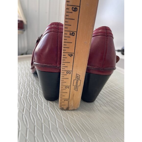Clarks Artisan Mary Jane Heels Size 9 Adjustable Buckle Strap Round Toe Red Work - Picture 4 of 10
